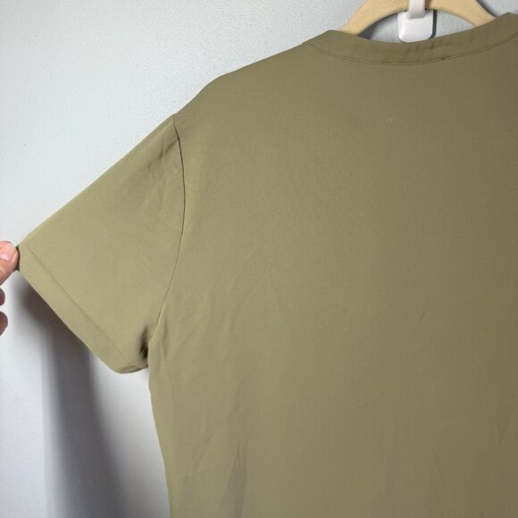 Timeson Womens Chiffon Popover Blouse XL Sage Green V-Neck Flowy Layering - Picture 9 of 12